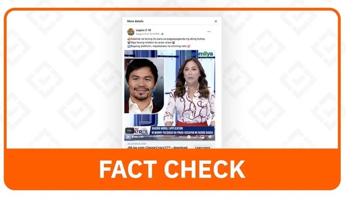 Manny Pacquiao video endorsing online casino app found to be a deepfake