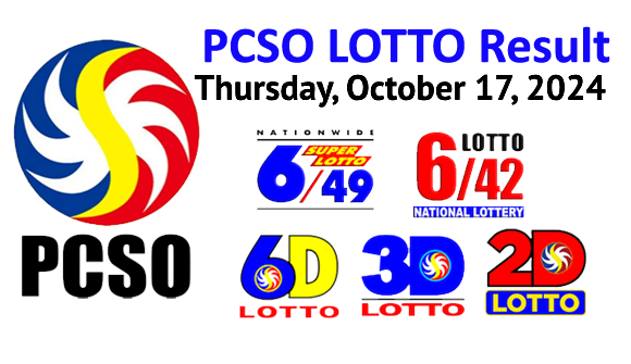 THURSDAY - PCSO LOTTO RESULT - OCT.17-2024